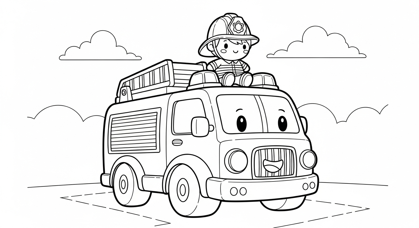 file hình tô màu xe cứu hoả cho bé 4-5 tuổi 1
