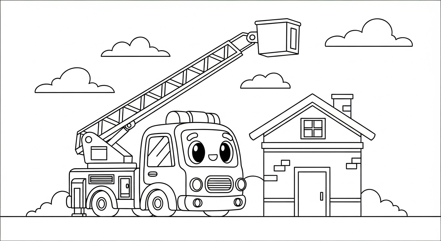 hình tô màu xe cứu hoả cho bé 4 tuổi miễn phí