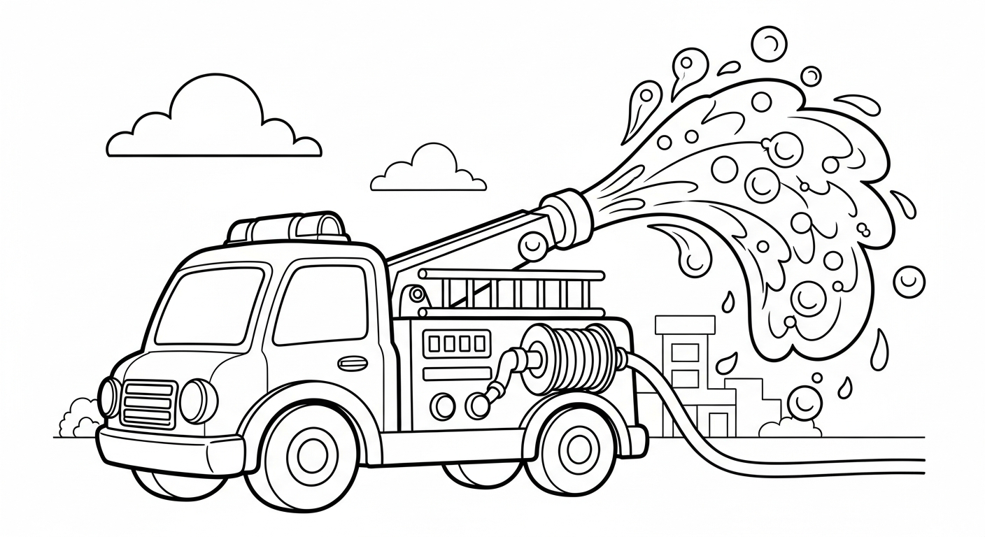 in tranh tô màu xe cứu hoả cho bé 3 tuổi