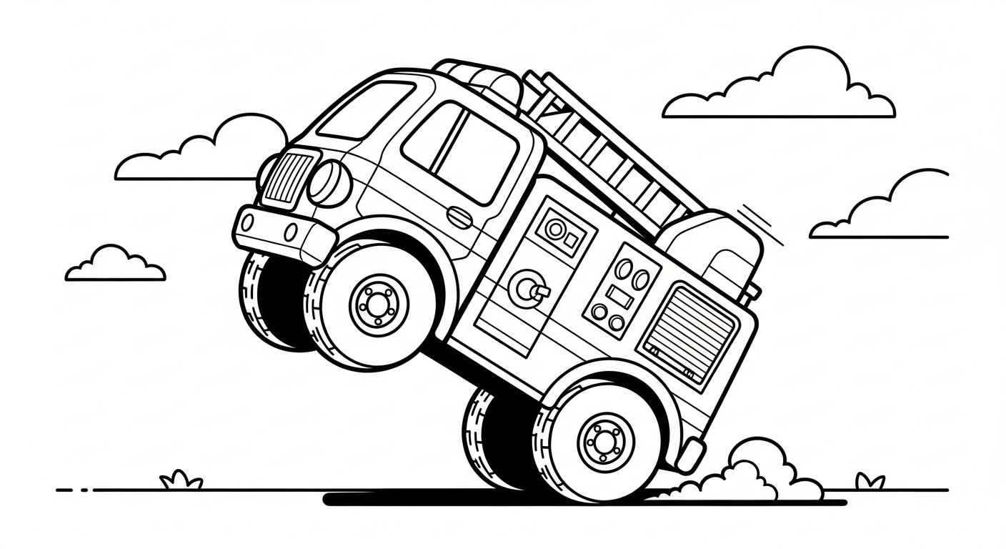 mẫu hình tô màu xe cứu hoả cho bé