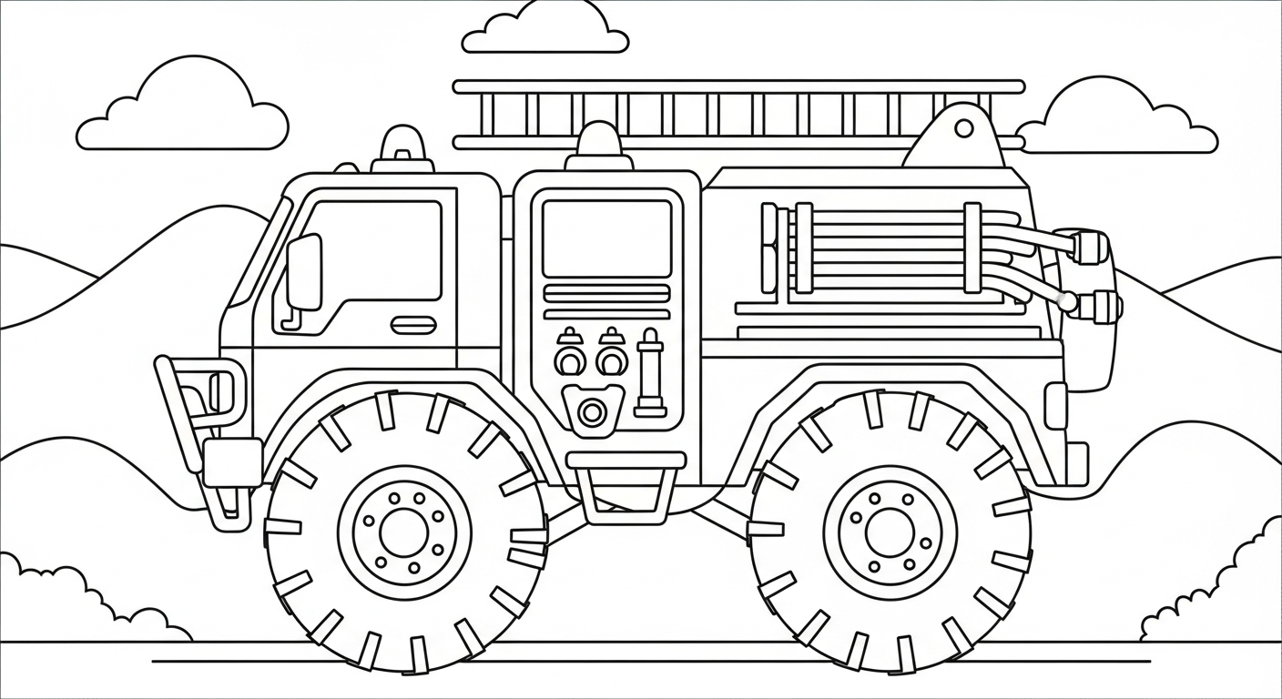 tranh tô màu xe cứu hoả miễn phí