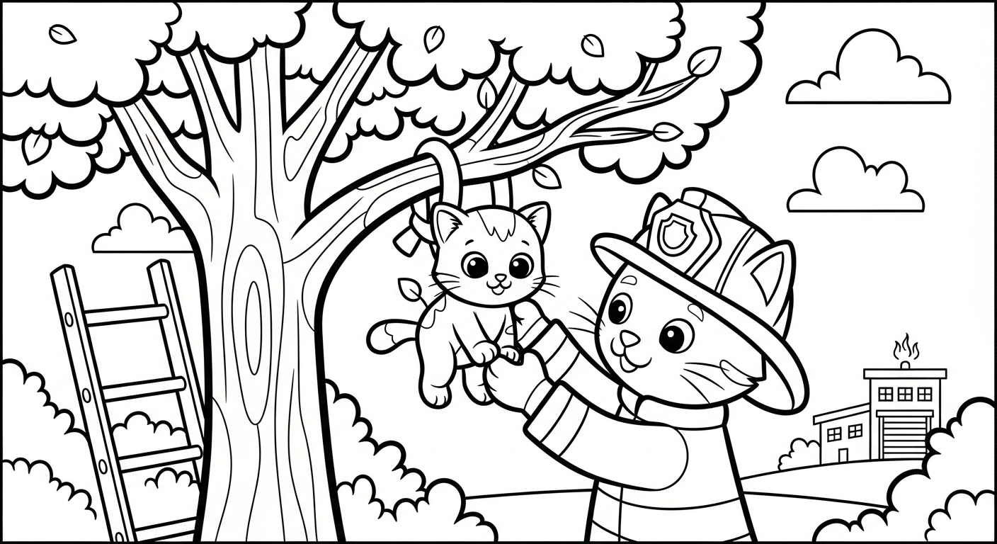 tranh tô màu xe cứu hoả cho bé 7 tuổi miễn phí