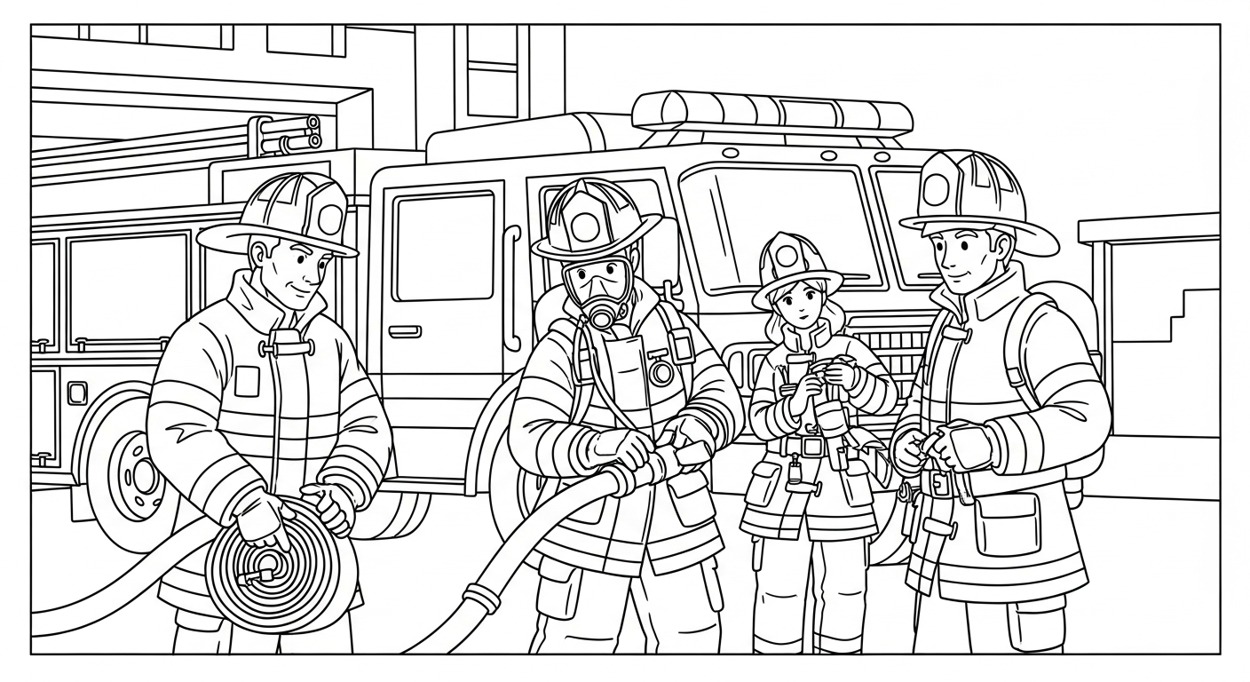 hình tô màu xe cứu hoả cho bé 3 tuổi