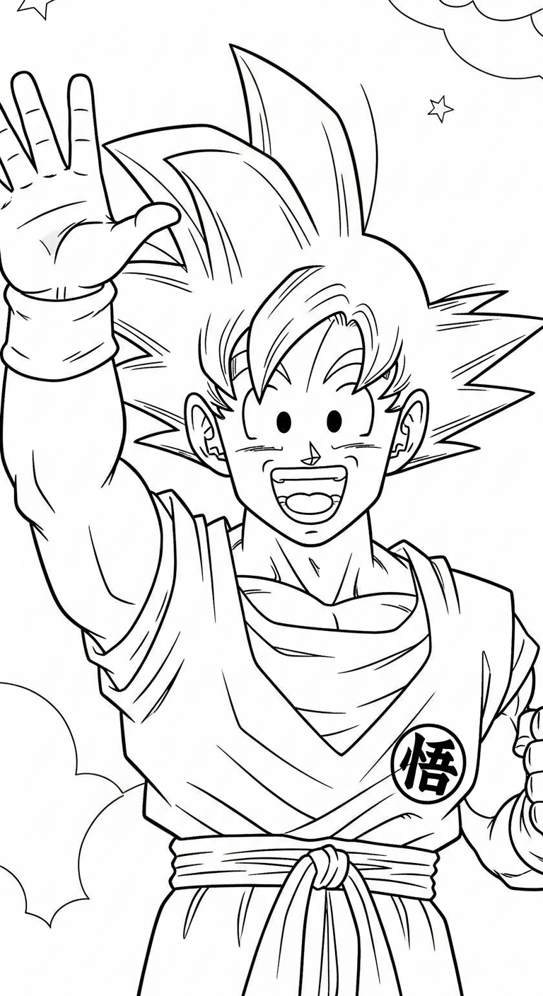 tải hình tô màu Songoku cho bé 8 tuổi
