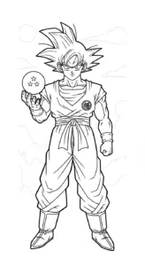 file tranh tô màu Songoku cho bé 4-5 tuổi