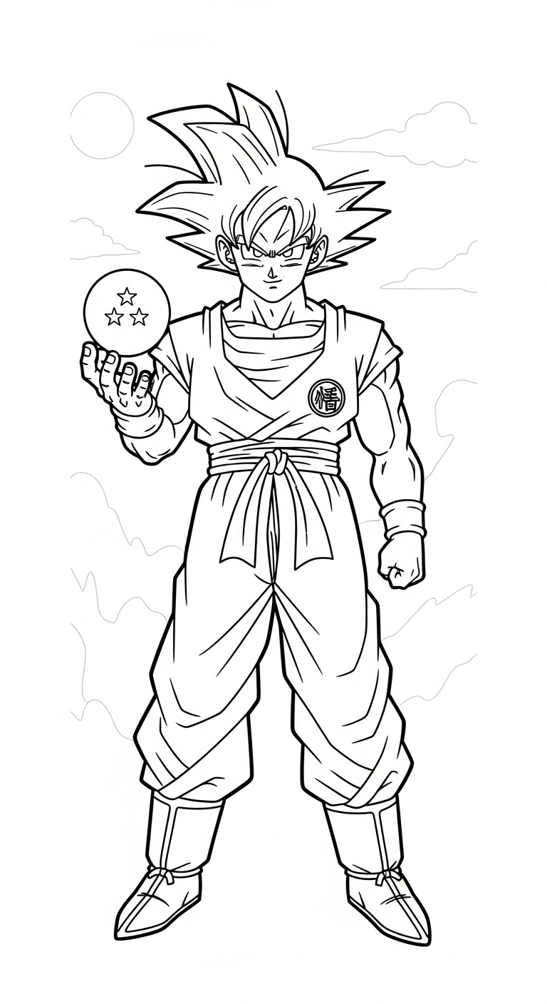 file tranh tô màu Songoku cho bé 4-5 tuổi 1