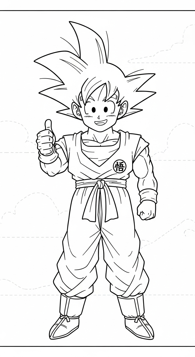 in tranh tô màu Songoku cho bé 3 tuổi