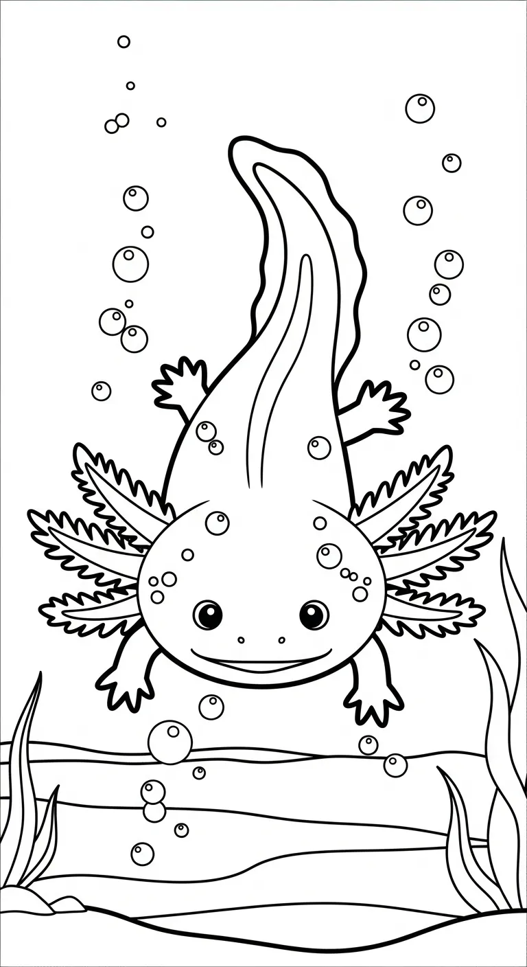 tải tranh tô màu Tranh Tô Màu Axolotl cho bé 4 tuổi