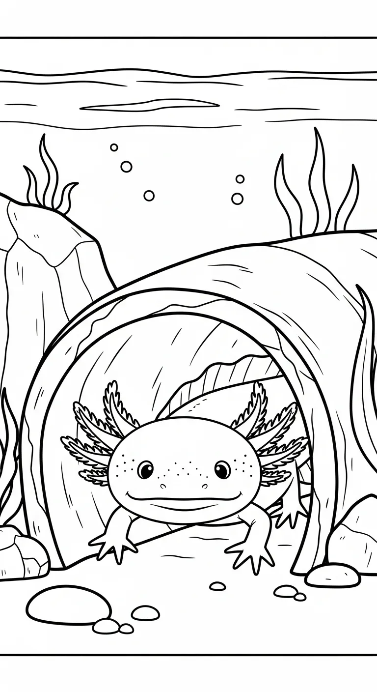 in tranh tô màu Tranh Tô Màu Axolotl cho bé 8 tuổi 1