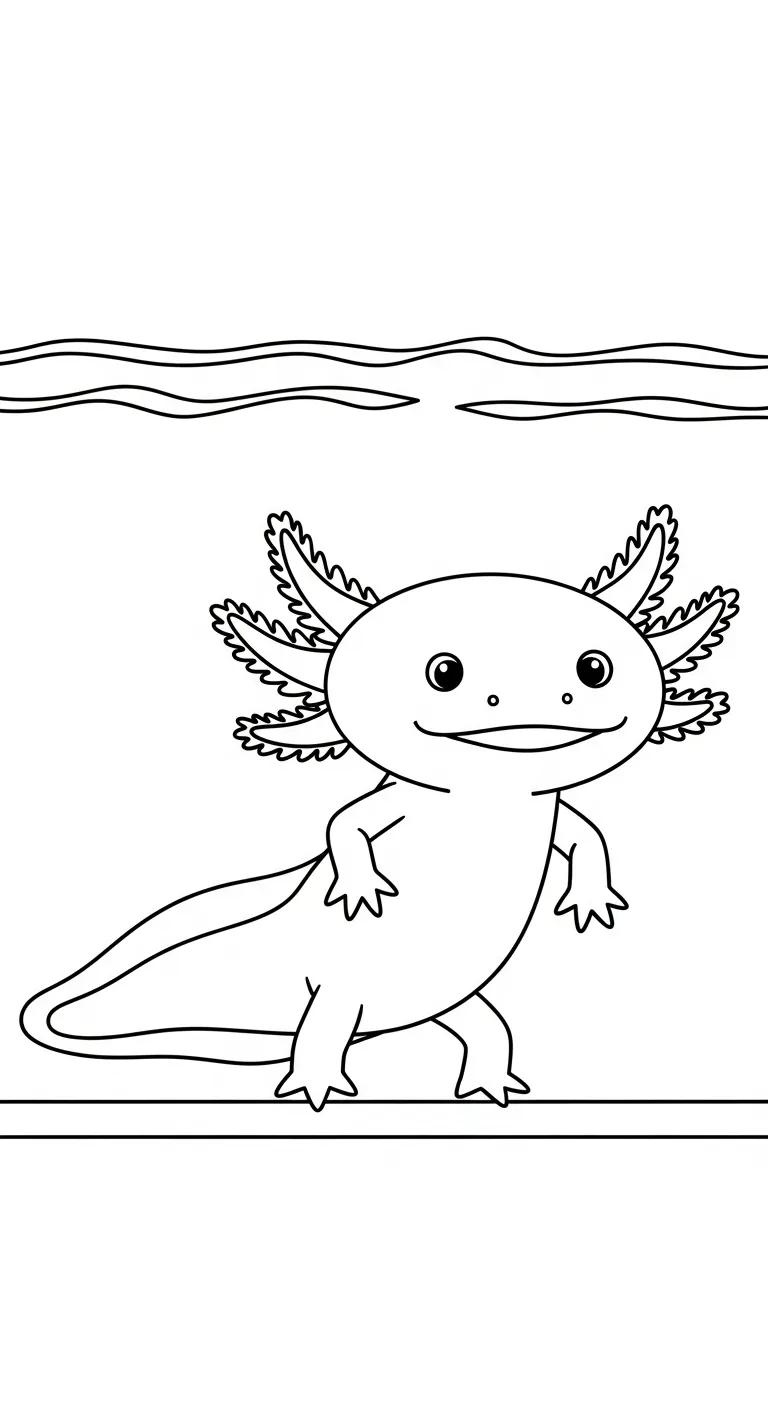 tranh tô màu Tranh Tô Màu Axolotl cho bé 7 tuổi miễn phí