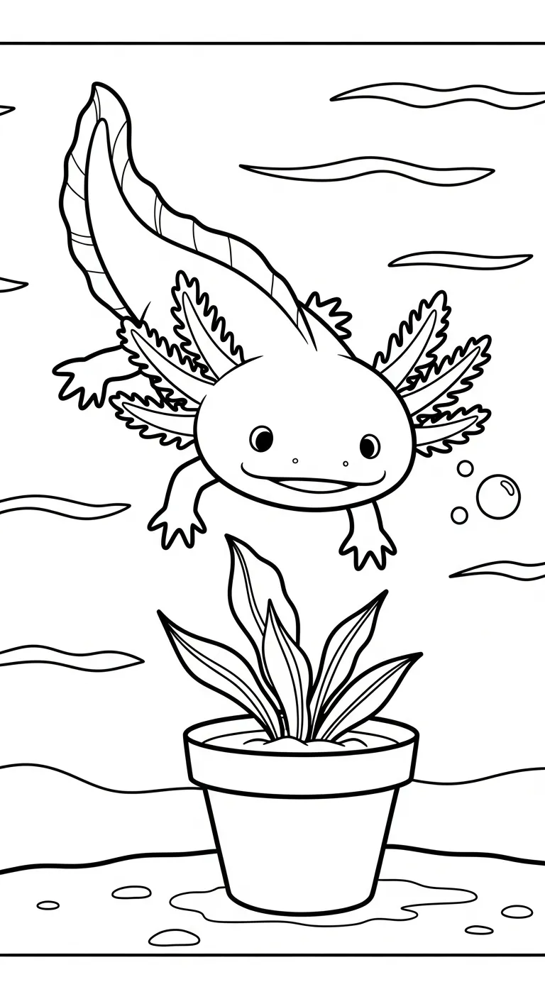 hình tô màu Tranh Tô Màu Axolotl cho bé tải miễn phí