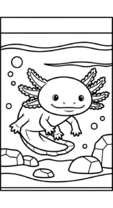 in tranh tô màu Tranh Tô Màu Axolotl cho bé 8 tuổi