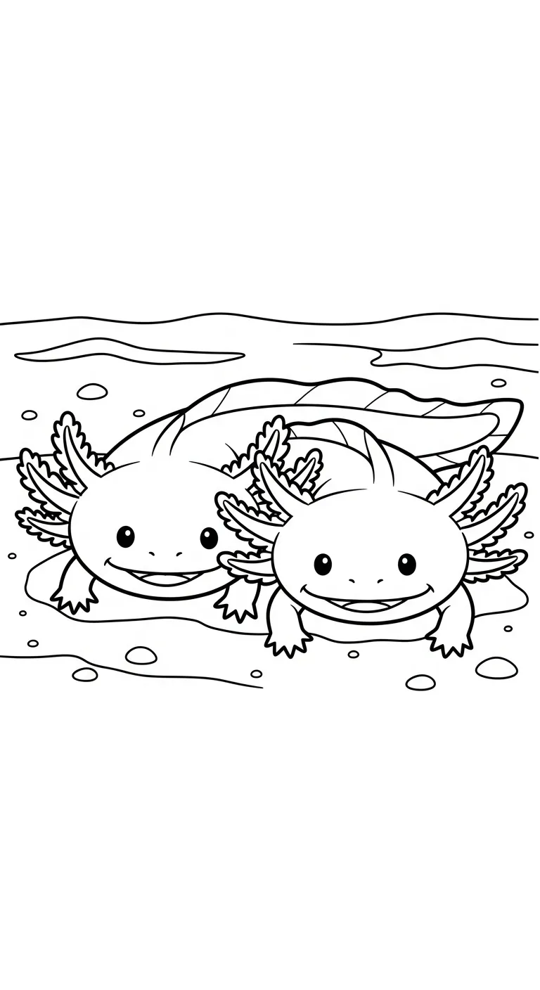 tranh tô màu Tranh Tô Màu Axolotl cho bé 5 tuổi miễn phí 1