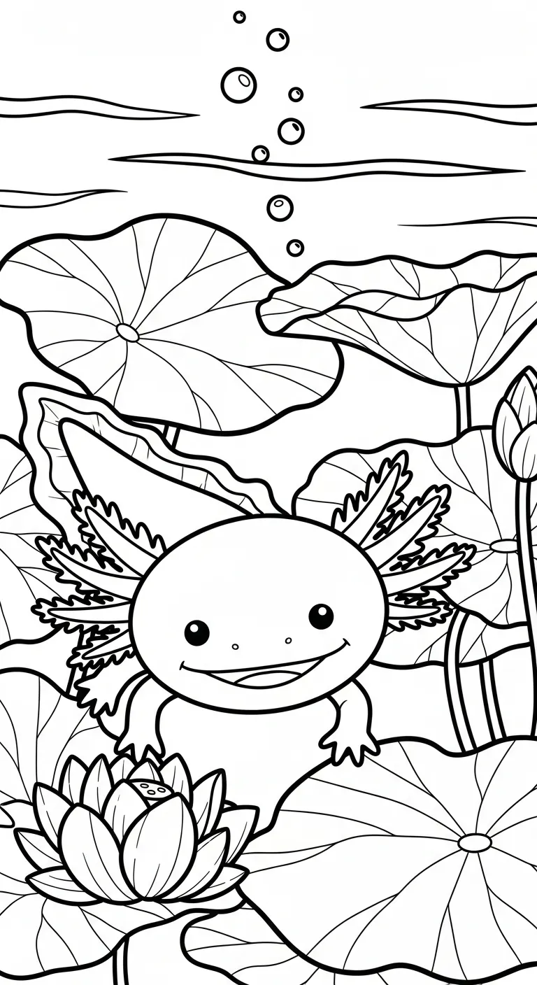 hình tô màu Tranh Tô Màu Axolotl cho bé 4 tuổi miễn phí