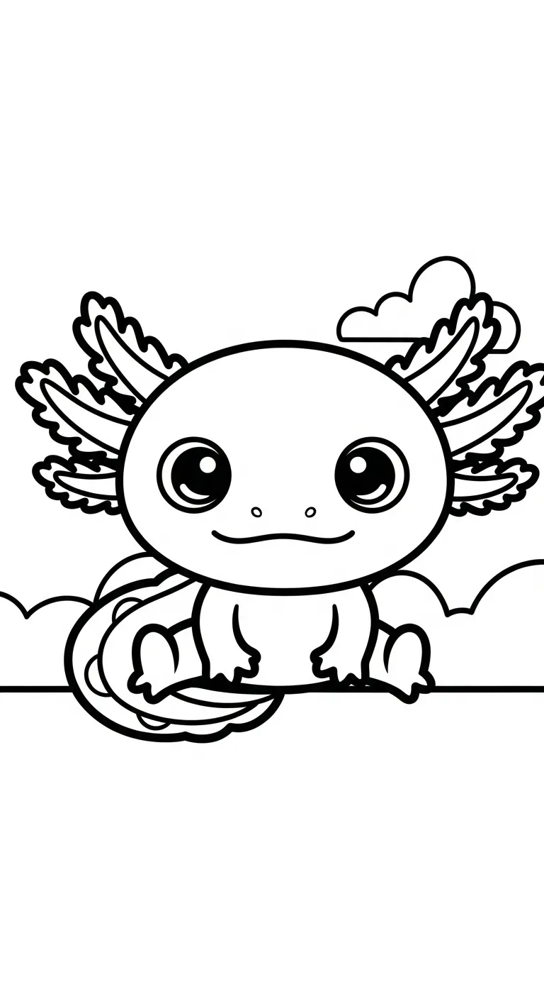 hình tô màu Tranh Tô Màu Axolotl cho bé đơn giản