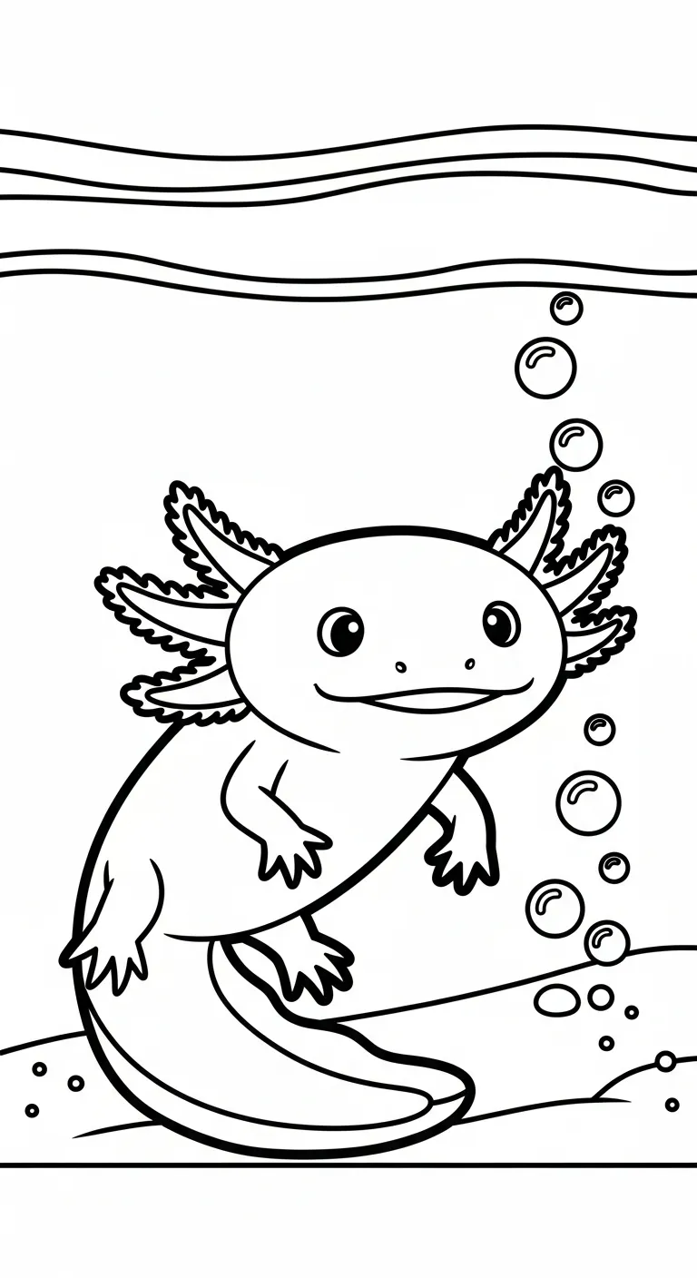hình tô màu Tranh Tô Màu Axolotl cho bé 5 tuổi