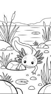 in hình tô màu Tranh Tô Màu Axolotl cho bé 7 tuổi