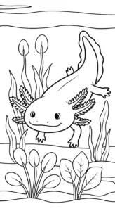 hình tô màu Tranh Tô Màu Axolotl cho bé 8 tuổi