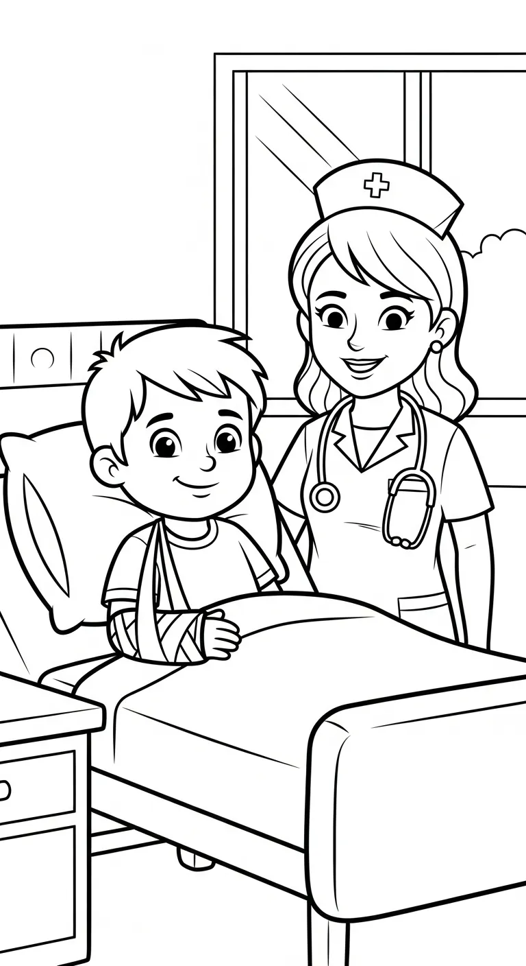 tải hình tô màu Tranh Tô Màu Bệnh Viện cho bé 4 tuổi