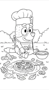 file tranh tô màu Bluey cho bé 4-5 tuổi