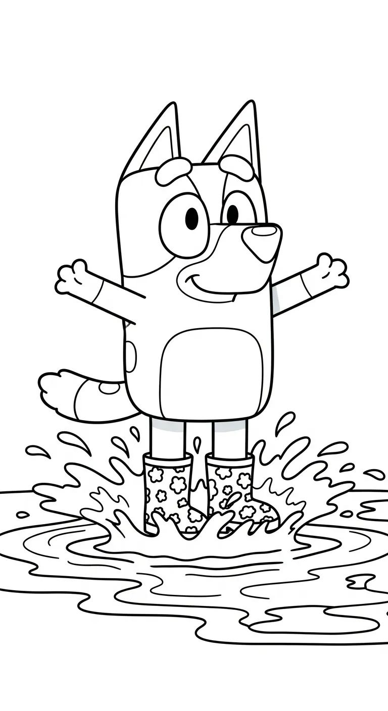 in hình tô màu Bluey cho bé 7 tuổi