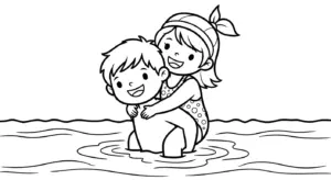 hình tô màu Bơi Lội cho bé tải miễn phí