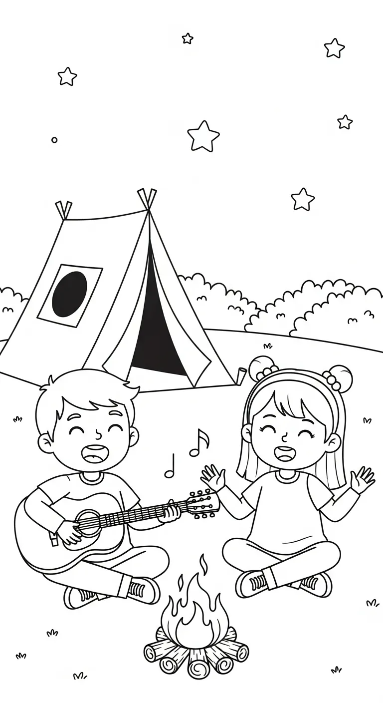 hình tô màu Tranh Tô Màu Cắm Trại tập tô