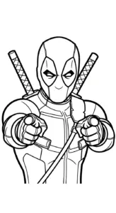 hình tô màu Deadpool cho bé 8 tuổi miễn phí