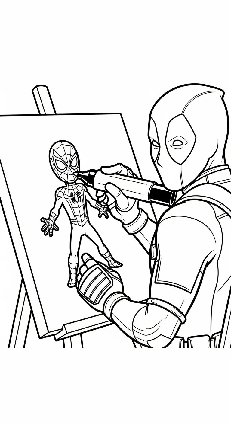 in tranh tô màu Deadpool cho bé 3 tuổi