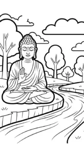 tranh tô màu Đức Phật cho bé tải miễn phí