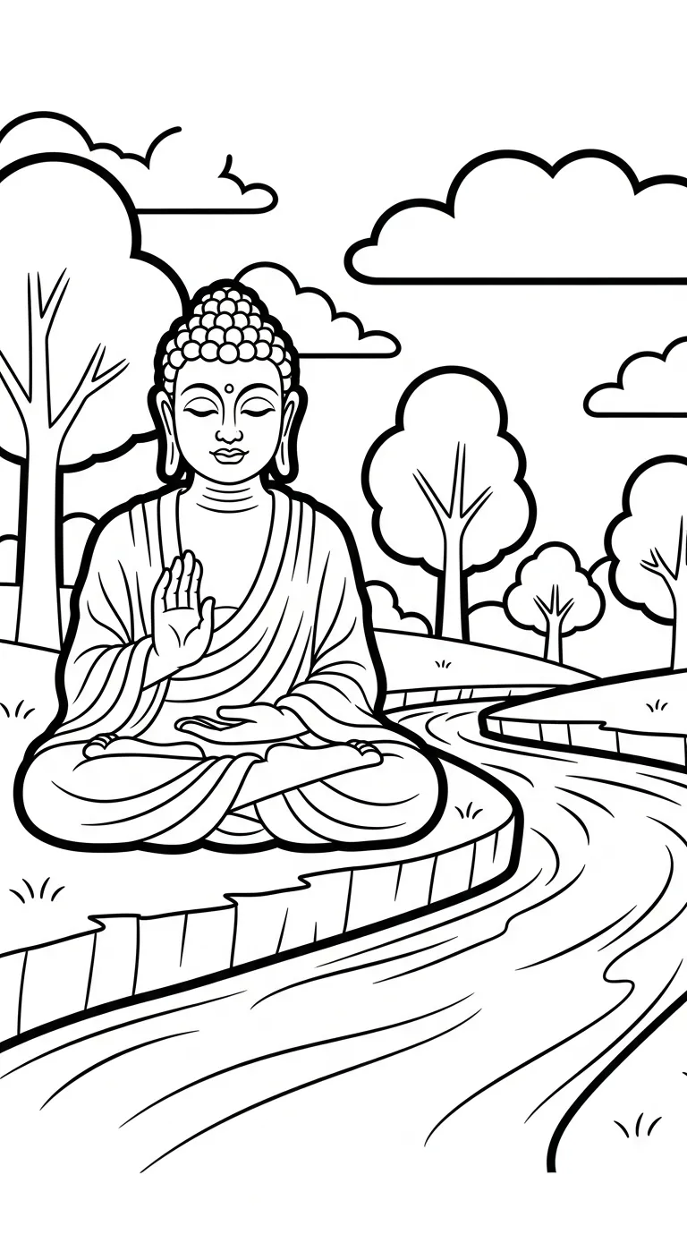 tranh tô màu Đức Phật cho bé tải miễn phí