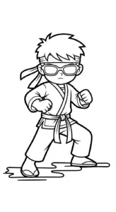 tải hình tô màu Karate cho bé 4 tuổi