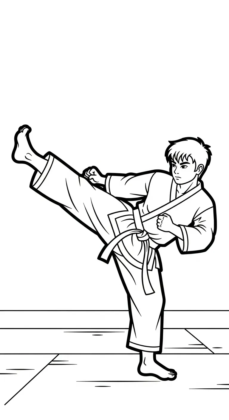 mẫu in tranh tô màu Karate cho bé