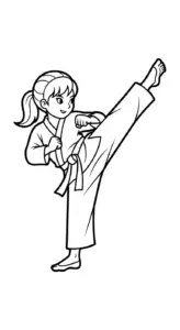 in hình tô màu Karate cho bé 6 tuổi