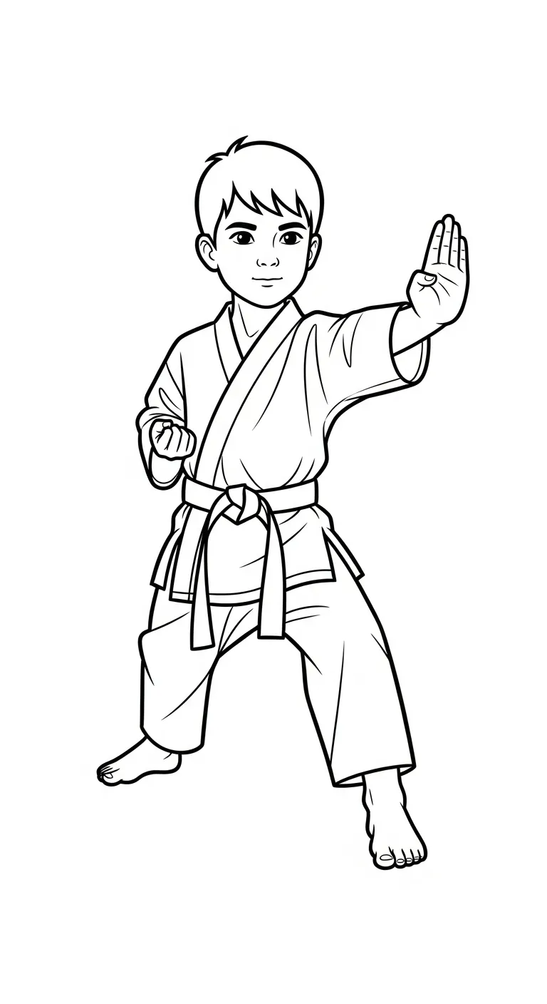 hình tô màu Karate cho bé 3 tuổi miễn phí