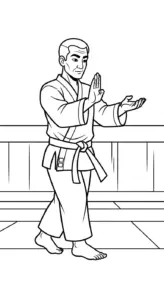 tranh tô màu Karate miễn phí