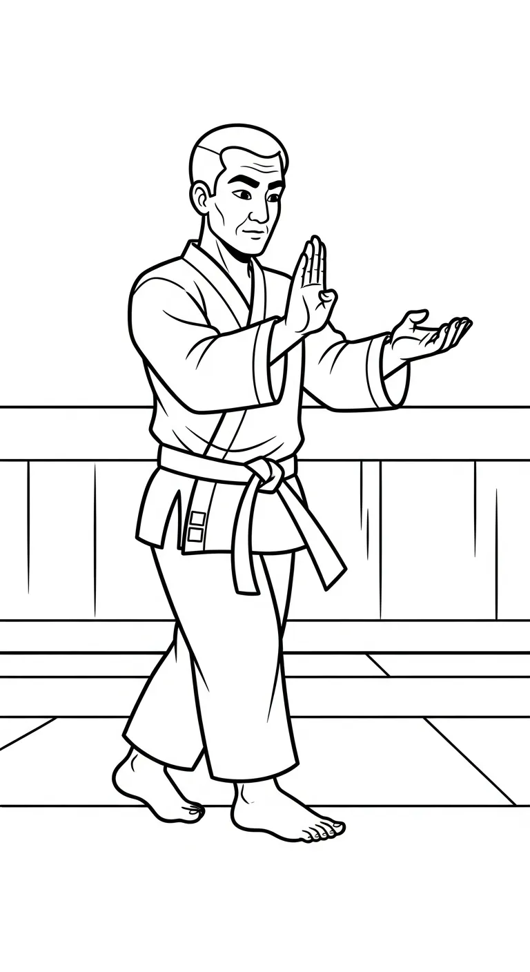 tranh tô màu Karate miễn phí