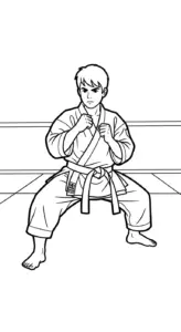 tranh tô màu Karate cho bé 7 tuổi miễn phí