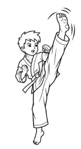 in hình tô màu Karate cho bé 4 tuổi