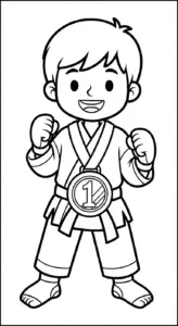 tranh tô màu Karate cho bé 8 tuổi miễn phí