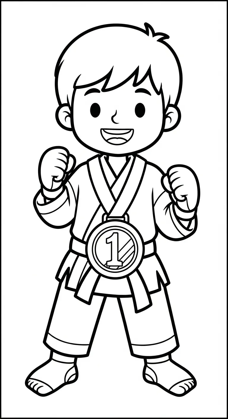 tranh tô màu Karate cho bé 8 tuổi miễn phí