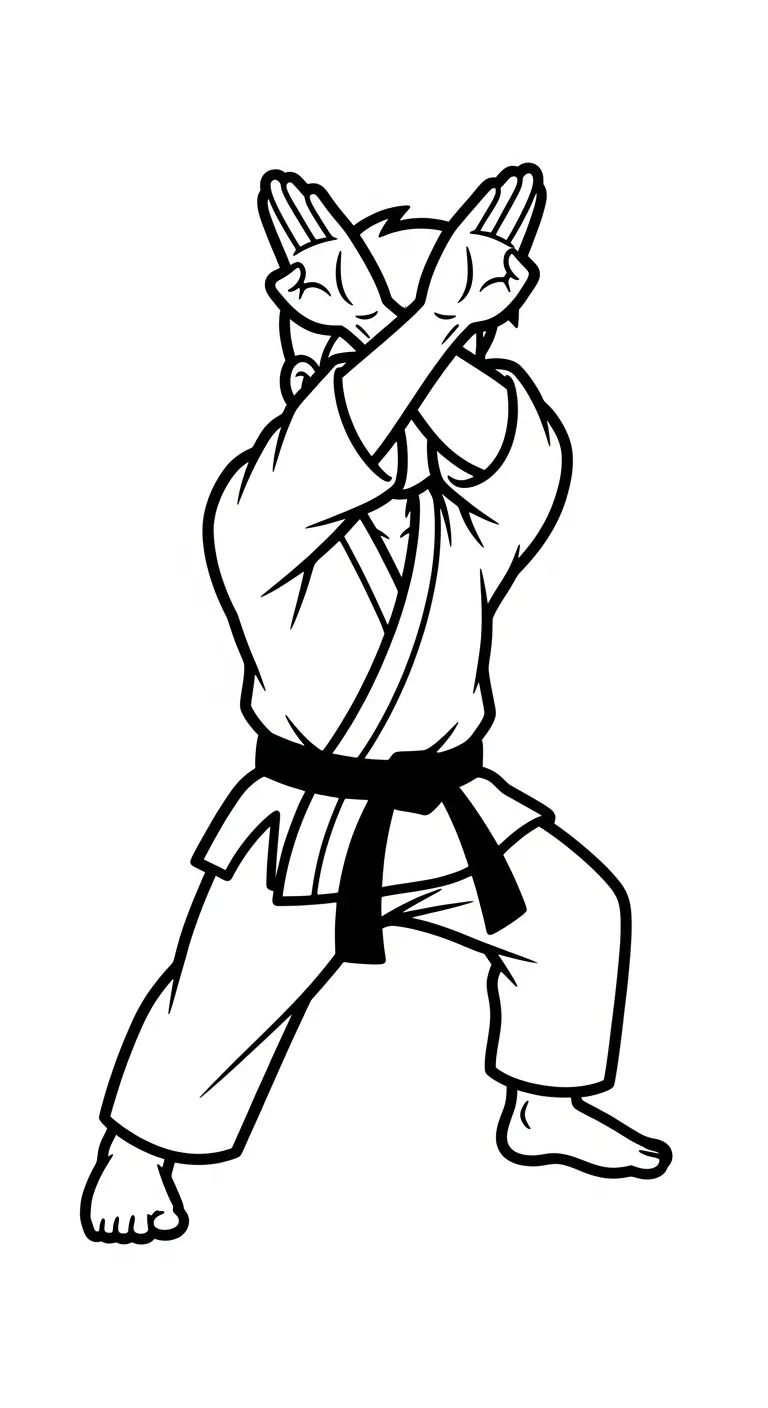 in hình tô màu Karate cho bé 3 tuổi