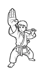download hình tô màu Karate cho bé