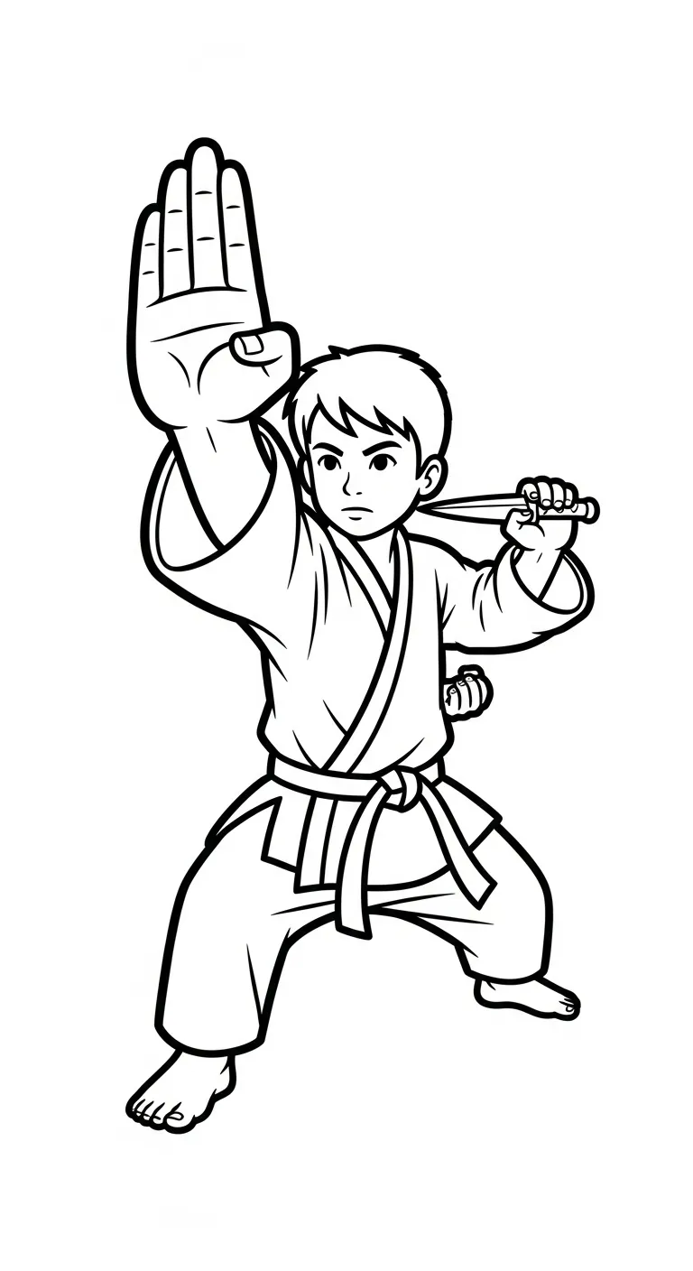 download hình tô màu Karate cho bé