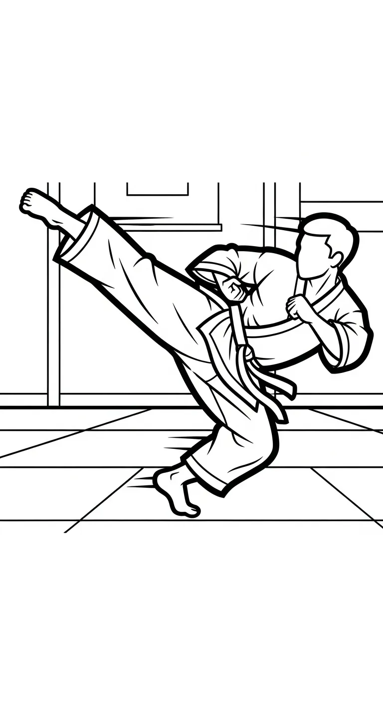 tranh tô màu Karate cho bé 3 tuổi