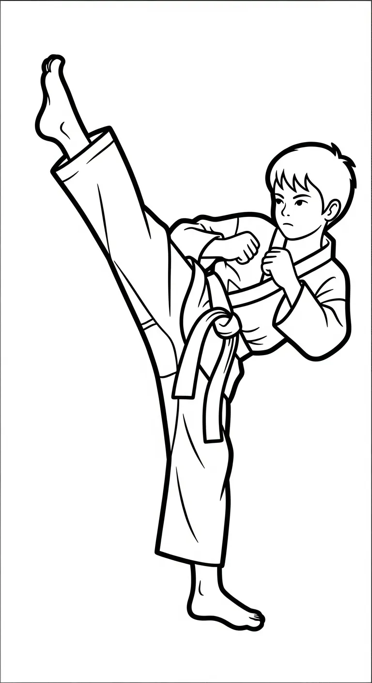 tranh tô màu Karate cho bé 5 tuổi