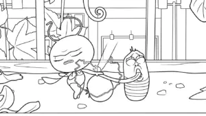 hình tô màu Larva cho bé tải miễn phí