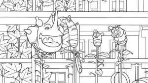 in hình tô màu Larva cho bé 3 tuổi