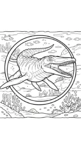 tranh tô màu Tranh Tô Màu Mosasaurus cho bé 7 tuổi miễn phí