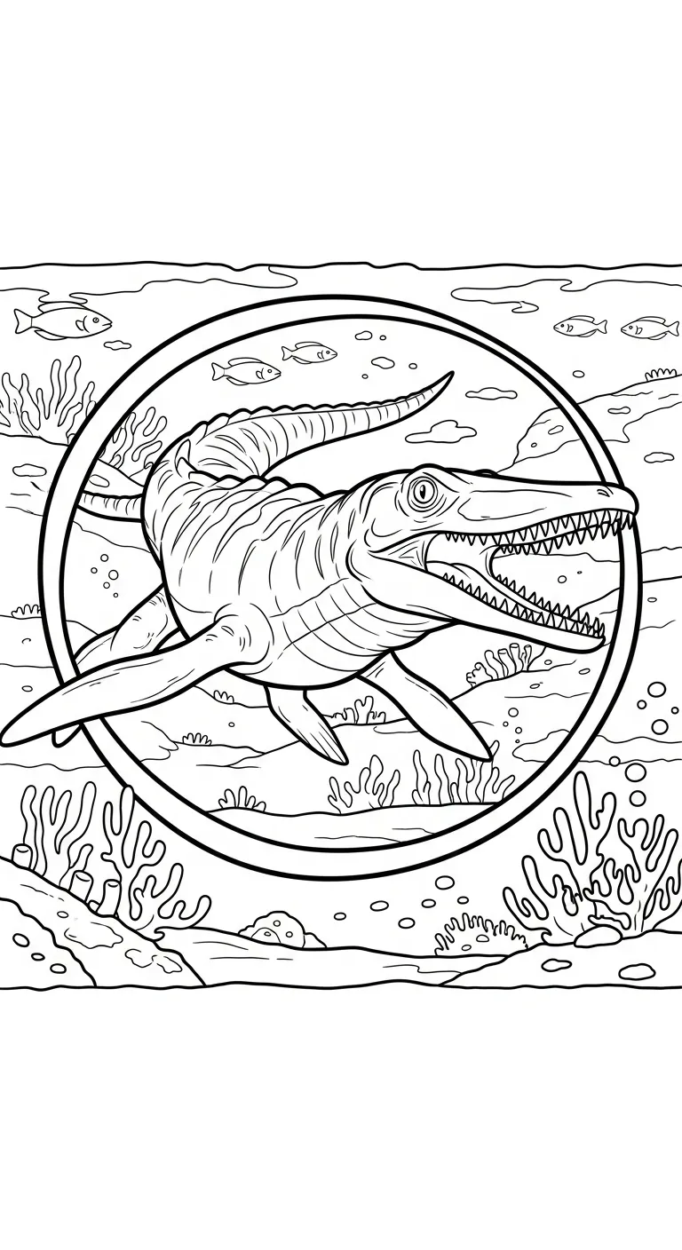 tranh tô màu Tranh Tô Màu Mosasaurus cho bé 7 tuổi miễn phí